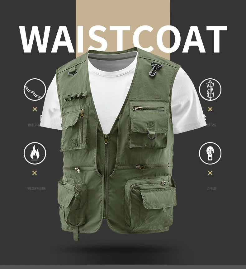 Fishing Vest Breathable Fishing Travel Mesh Vest with Zipper Pockets Summer Work Vest for Outdoor Activities