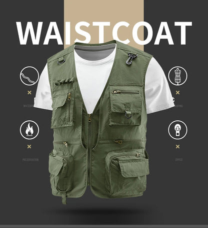 Fishing Vest Breathable Fishing Travel Mesh Vest with Zipper Pockets Summer Work Vest for Outdoor Activities