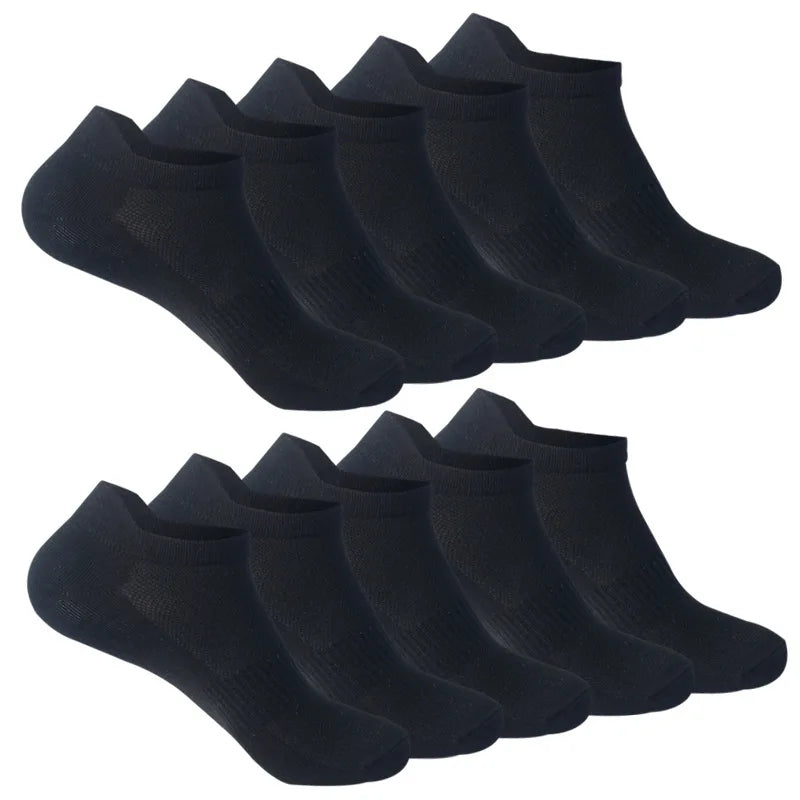 10 Pairs 100% Cotton Men Socks Summer Thin Breathable Socks High Quality No Show Boat Socks Black White Gray Short For Students