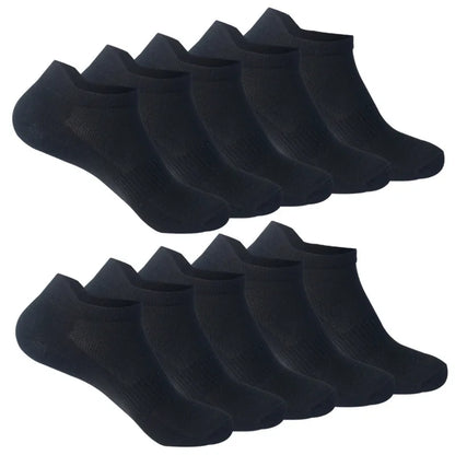 10 Pairs 100% Cotton Men Socks Summer Thin Breathable Socks High Quality No Show Boat Socks Black White Gray Short For Students