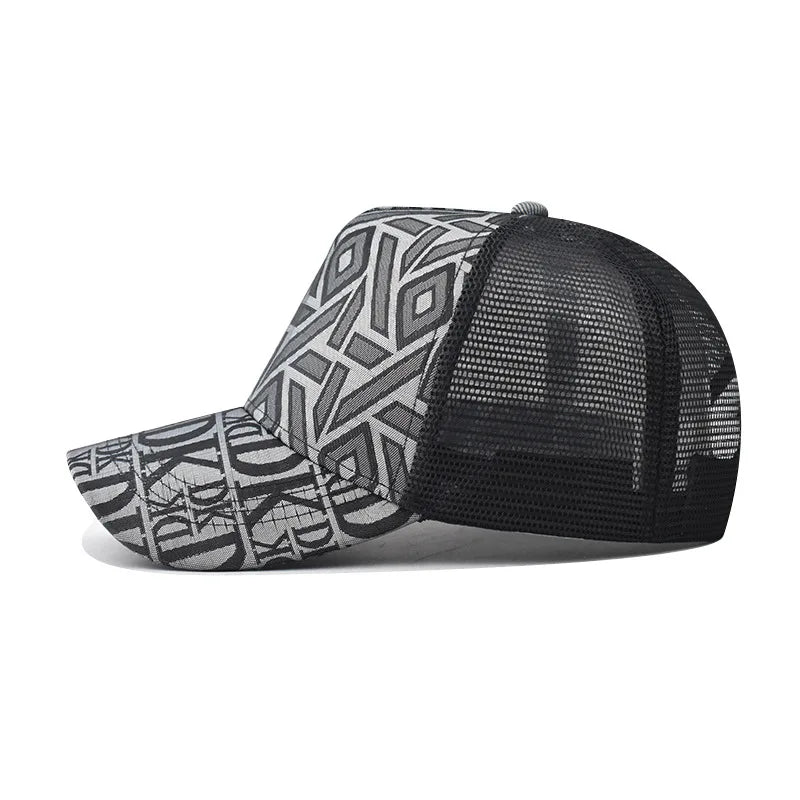 54-60Cm Adjustable New Thousand Birds Rhombus Plaid Baseball Men's and Women's Plaid Cap Plaid Fashion Hat Black Flat Brim Hat