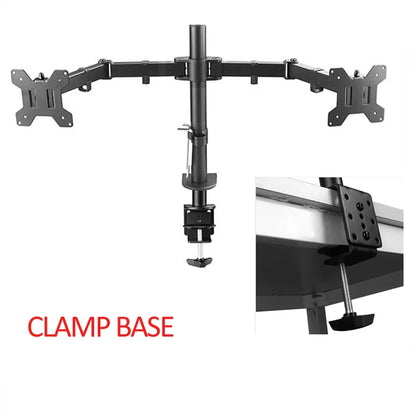 DL-MS02 Desktop Stand Full Motion 360 Degree Steel Dual Monitor Holder 10'-27' Clamp Base Monitor Mount Arm Loading 9.9kgs