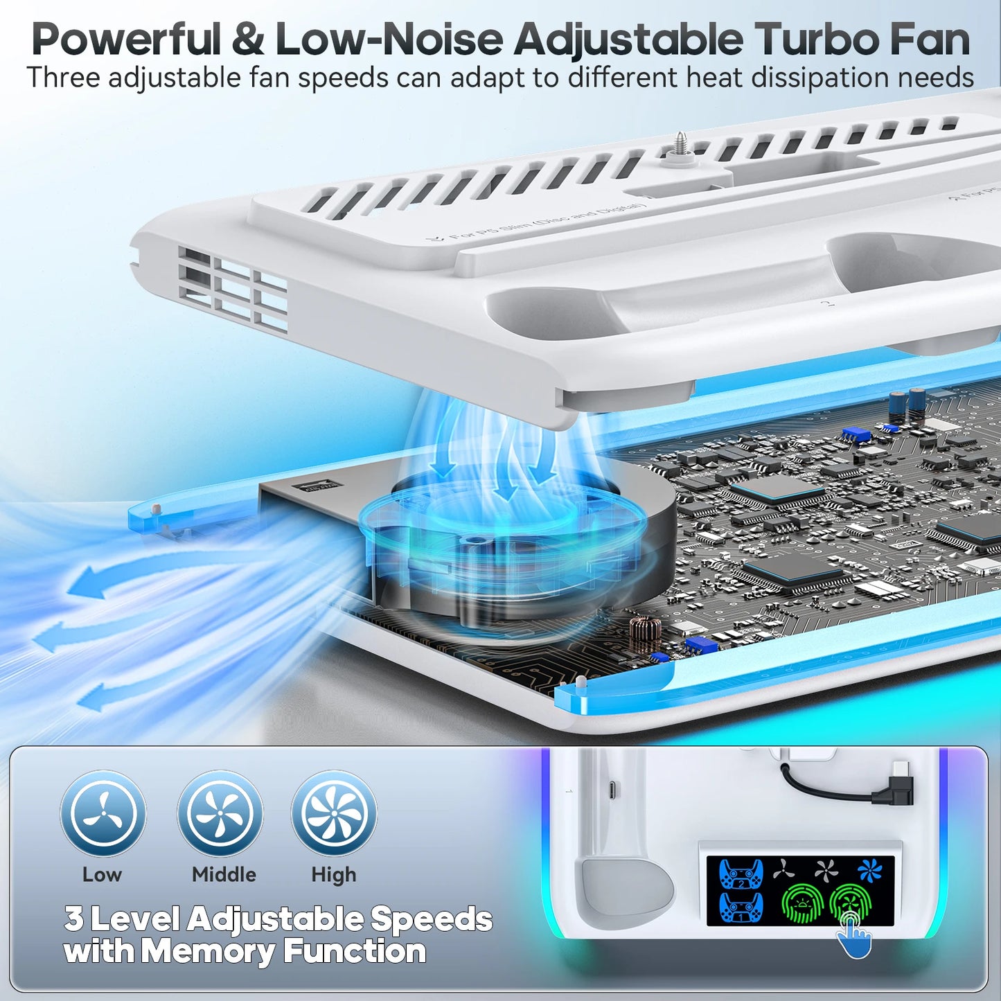 Stand For Sony PS5 Console Playstation Play Station PS 5 Pro Slim Support Cooler Fan Base Holder Control Charger Game Accessory