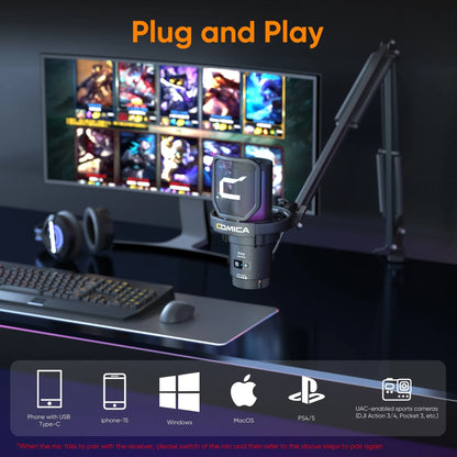 Ejoy Uni Pro wireless gaming microphone for streaming,recording, podcast, youtube. Compatible with Mac OS, PS4/ 5