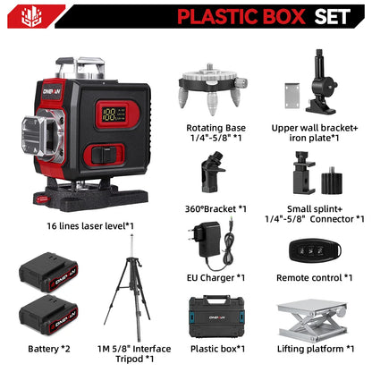 ONEVAN 4D 16 Lines Leveling Laser Levels Portable Rechargeable Professional Horizontal And Vertical Level With Tripod Power Tool
