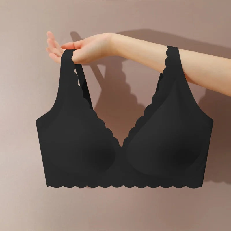 Women's No Trace Bra Plus Size Gather Without Steel Ring Underwear Soft Support Comfortable Sleeping Bra Anti-sagging Lingerie