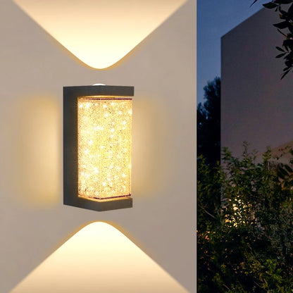Europeisk Kristall Vägglampa Utomhus – 10W LED, Varmvit/Kallvit, Rund/Fyrkantig, Vattentålig