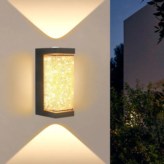 Europeisk Kristall Vägglampa Utomhus – 10W LED, Varmvit/Kallvit, Rund/Fyrkantig, Vattentålig