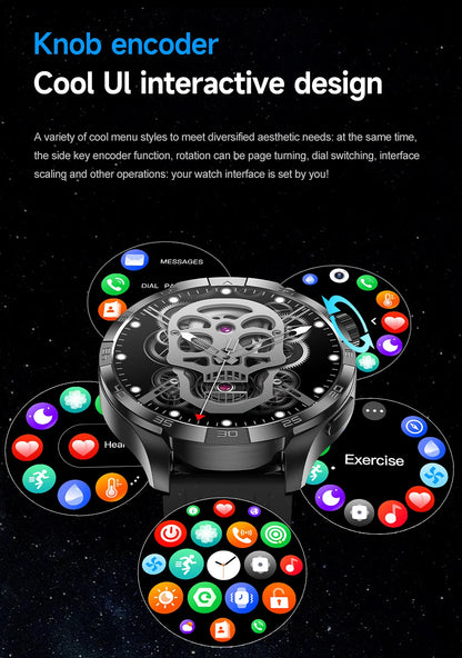 2026 New 1.85 Inch NFC Smart Watch Men Bluetooth Call NFC IP67 Waterproof Heart Rate Monitor Compass Sports Fitness Smartwatch