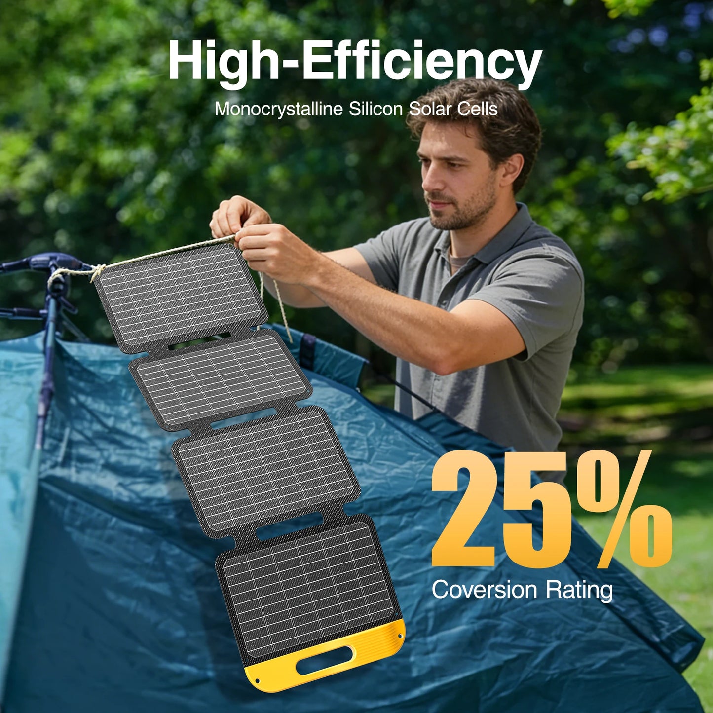 VTOMAN VS40 Hopfällbar Solpanel 40W – IP67, USB-C PD30W & USB-A, 25% Verkningsgrad, Camping