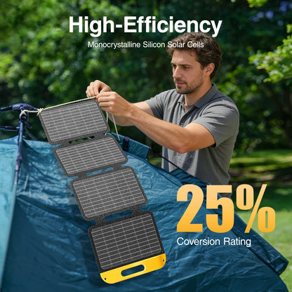 VTOMAN VS40 Hopfällbar Solpanel 40W – IP67, USB-C PD30W & USB-A, 25% Verkningsgrad, Camping