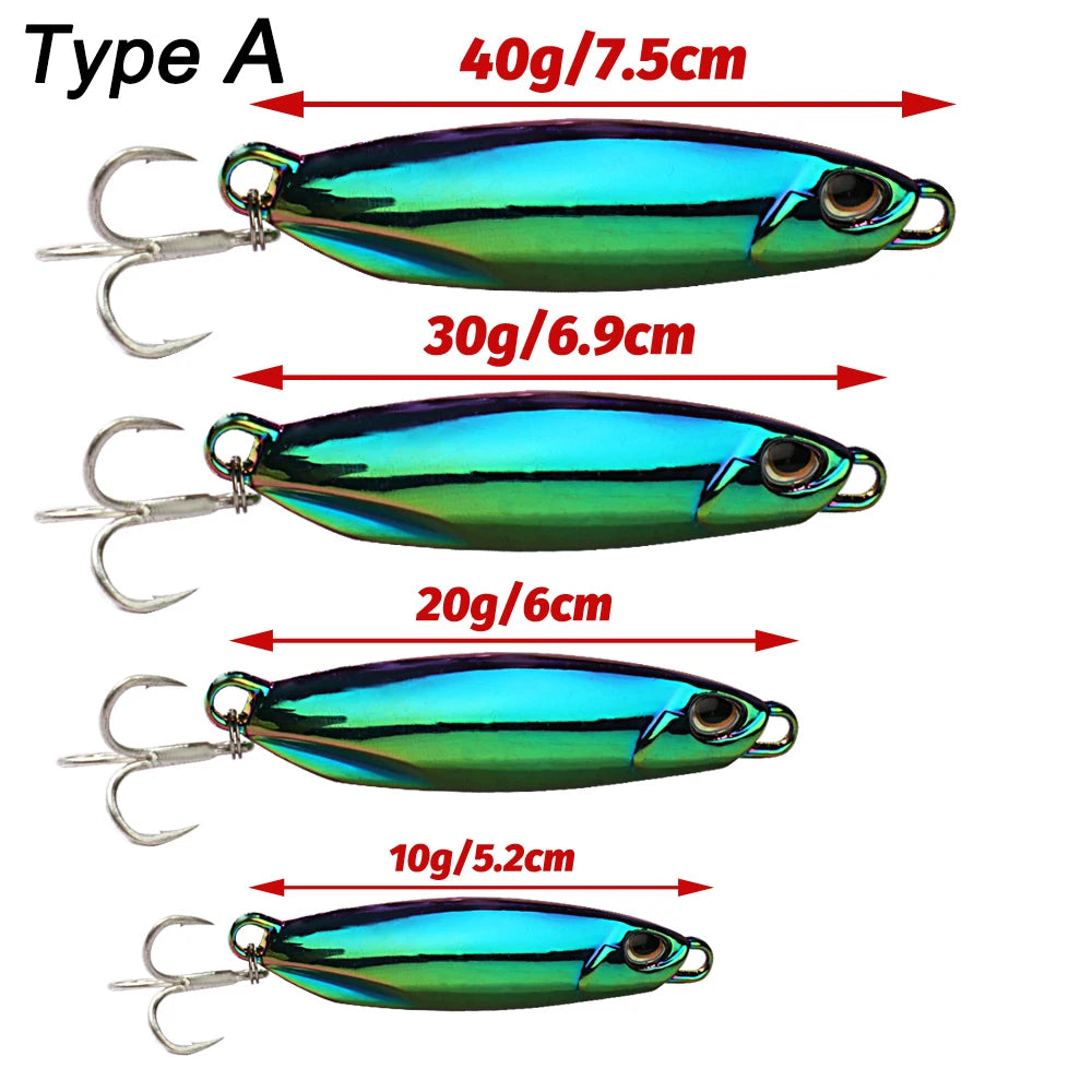 Metal Jig Fishing Lure 10g 20g 30g 40g Shore Casting Swimbait Spoon Spiner Laser LAKE Pesca Ocean Tackle Wobbler Artificial Bait