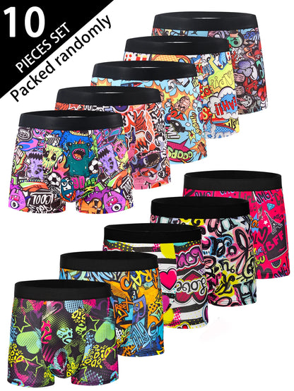 Herr Boxershorts 10-pack – Trendiga Mjuka Tryckta Casual, S–XXL