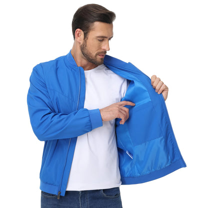 Men's Lightweight Windbreaker Jacket Causal Fashion Stylish BaseBall Coat with Side Inner Pocket for Work Golf Fishing