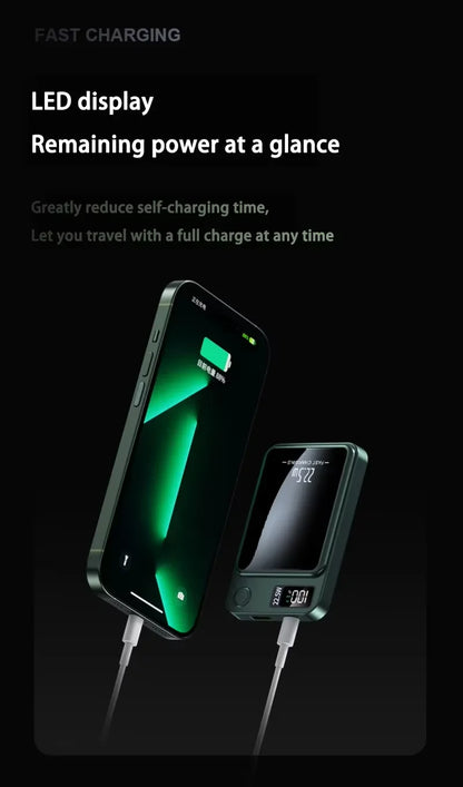 Lenovo New 500000mAh Magnetic Wireless Power Bank Super Fast Charging LED Display Digital for MagSafe For iPhone Huawei Xiaomi