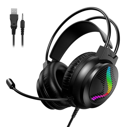 AKKHOO Gaming Headset 3,5mm RGB – 360° Roterbar Mikrofon Minnesskum CE/RoHS Internetcafé Gaming Svart Vit