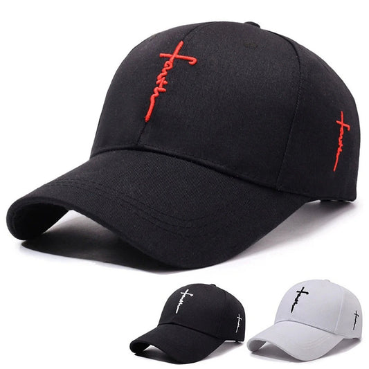 Casual Baseball Cap with English Cross Embroidery Adjustable Hat for Men Women Teens