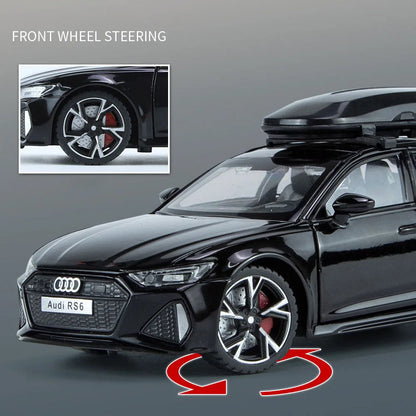 Audi RS6 Diecast Modellbil 1:32 – Ljud & Ljus 7 Dörrar öppnas Zinklegering CE Svart Grå Samlarmodell 2026
