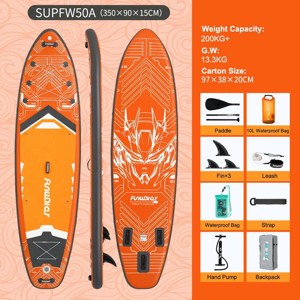 FunWater uppblåsbart SUP-bräde med tillbehör – flera storlekar