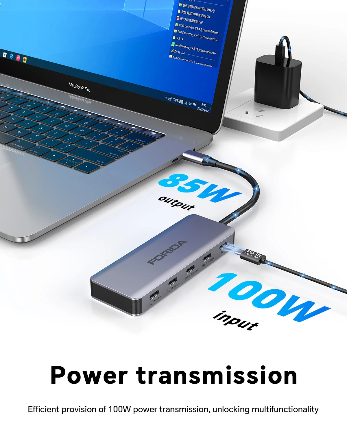 FORIDA USB-C Hub 10Gbps – Dubbel 4K@60Hz HDMI USB 3.2 Gen2 PD 100W 5 Portar Aluminium MacBook Pro Laptop iPad Roséguld Grå