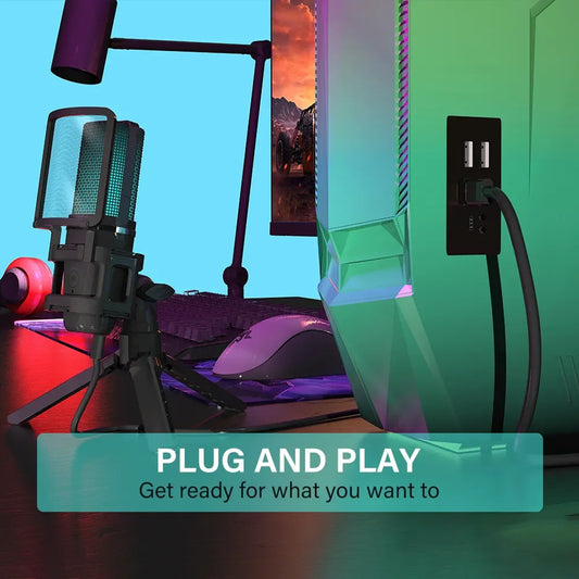 ZealSound A68S RGB USB-streamingmikrofon med boom arm och tripod