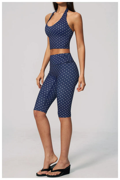 Yoga Bra Women Sports Underwear Fitness Crop Top Polka Dot Yoga Vest Deep V Backless Sports Vest Female Workout Shockproof Tops