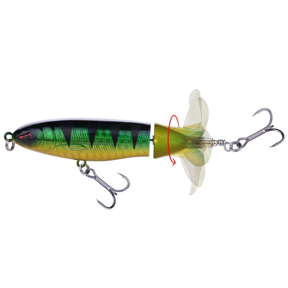 1pcs 10cm 14cm Topwater Spinner Fishing Lure Popper Artificial Pencil Hard Bait Propeller Rotating Tail Fishing Tackle Swimbait