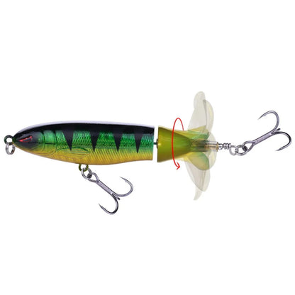 1pcs 10cm 14cm Topwater Spinner Fishing Lure Popper Artificial Pencil Hard Bait Propeller Rotating Tail Fishing Tackle Swimbait