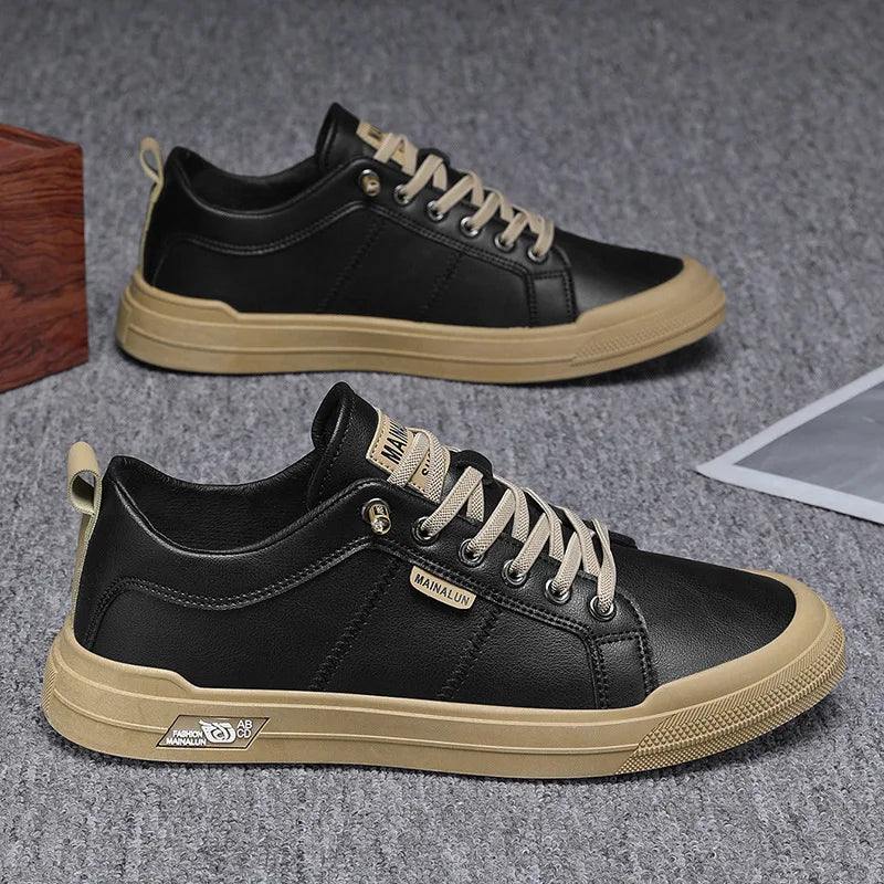 Herr lädersneakers stor storlek – Halkfri, mjuk sula, alla årstider, storlek 39–44, 3 färger