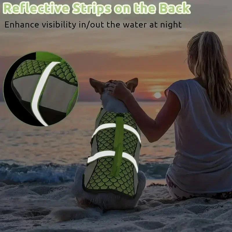 Shark Dog Life Jacket Enhanced Buoyancy Small Dogs Swimming Clothes Safety Vest with Handle for Medium Large Dog Surfing Costume
