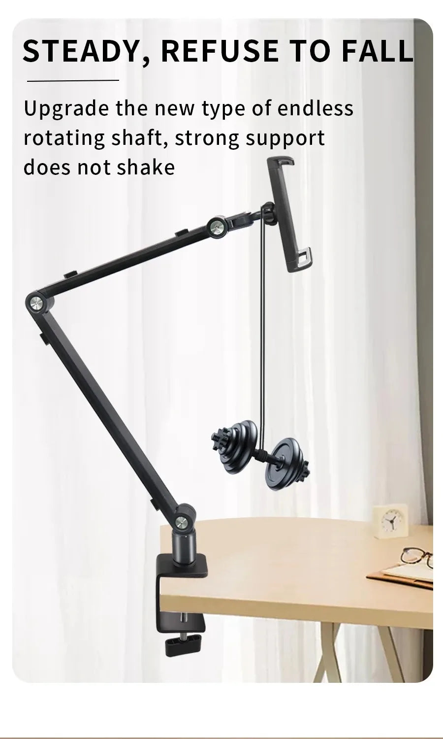 2025 Tablet Stand Holder for Ipad,Portable Monitor Stand Desk Mount for 15.6'' 16'' Screen,Aluminum Long Arm with Rotating