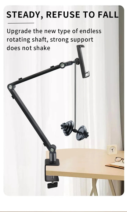 2025 Tablet Stand Holder for Ipad,Portable Monitor Stand Desk Mount for 15.6'' 16'' Screen,Aluminum Long Arm with Rotating