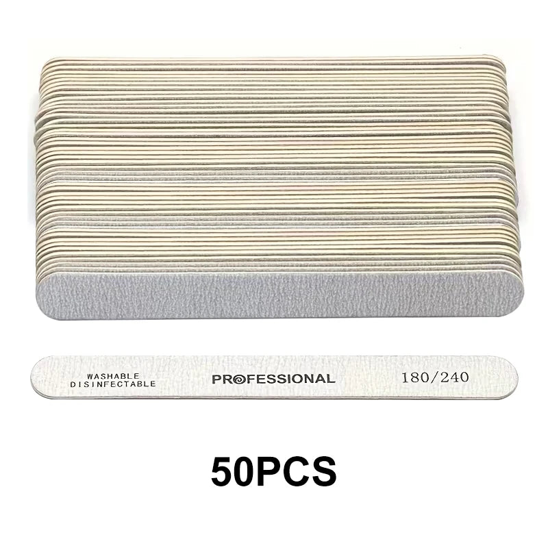 10-100PCS Wooden Nail File Professional Sanding Buffer Files 100/180/240 Double Side For Nail Art Pedicure UV Gel Tips Tools