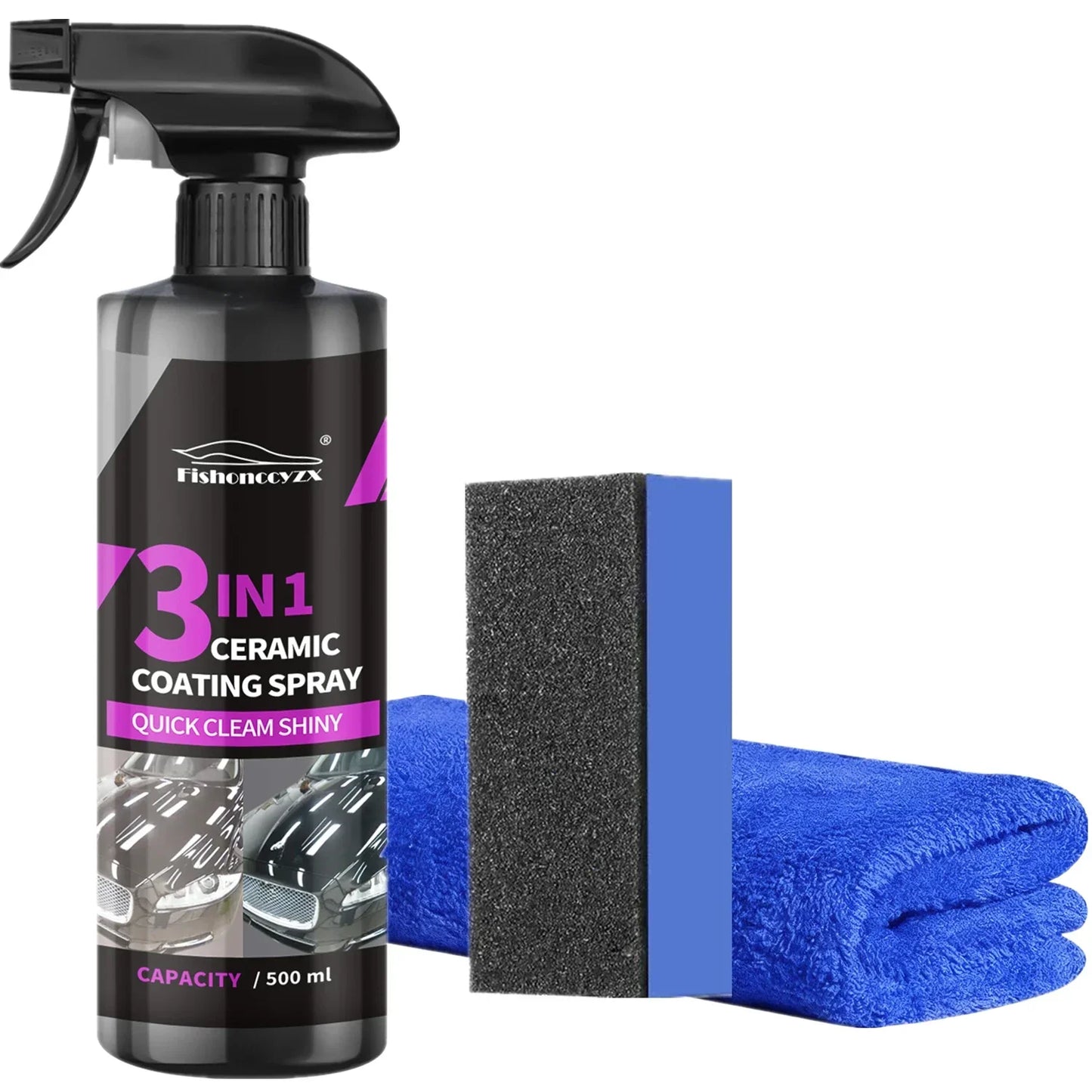 3 in 1 Car Ceramic Liquid Coating Spray Nano Crystal Hydrophobic Layer Polishing Agent High Gloss Paint Protection Wax Car Care