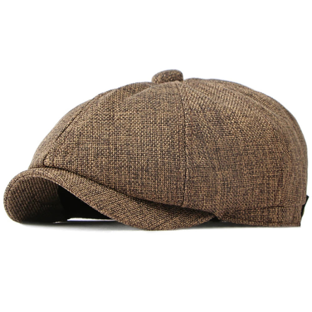 HT4668 Beret Cap Spring Summer Sun Hat Men Women Retro Artist Painter Linen Beret Hat Male Female Octagonal Flat Cap Mens Berets