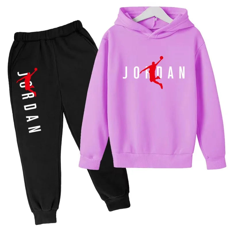 Kids Hoodie Basketball Letters Pullover 3-12Yrs Coat Sweatshirt+Pants Boy Girl Toddler Jogging Clothes Leisure Fashion Brand Set