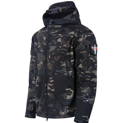 Men's Tactical Soft Shell Jacket Military Windproof Waterproof Hooded Outdoor Jacket Warm Bomber Coat for Hunting Hiking Camping