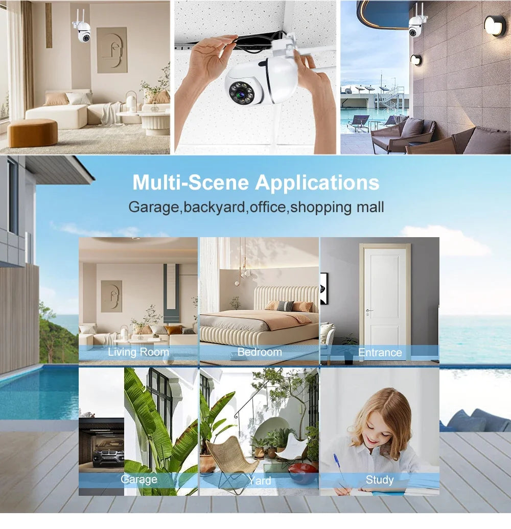 Wifi IP Camera 2MP Outdoor Security Surveillance Cameras AI Human Tracking Two Way Audio 4X Digital Zoom Night Vision Full Color