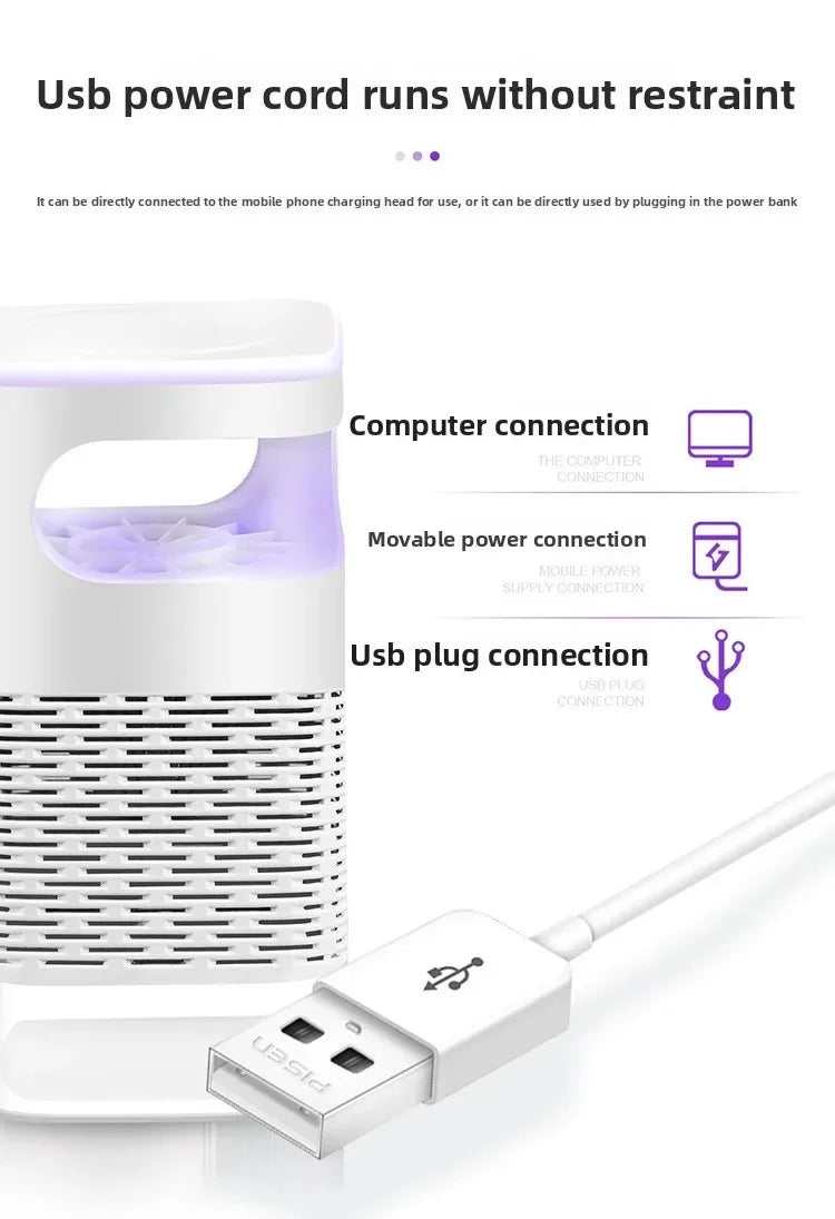 USB Mosquito Trap Electric Silent Bug Zapper Upgraded Inhalation Fly Killer with UV Light Indoor for Home Bedroom Office