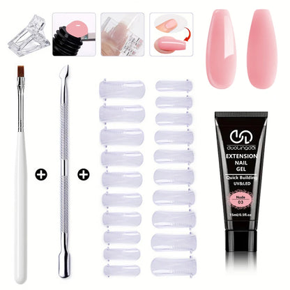 DUOLINGDAI Nail Art Extension Kit 15ml – Luktfri Quick Build Gel UV Skulptering 20 Nagelformar & Verktyg, 9 Färger