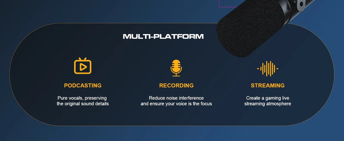 XLR/USB Gaming Microphone Kit: Dynamic PC Mic for Streaming Podcasting,  Mute Button, Reverb Effects, RGB Computer Mic with Arm