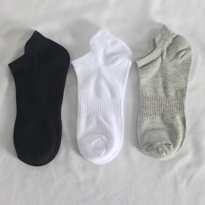 10 Pairs 100% Cotton Men Socks Summer Thin Breathable Socks High Quality No Show Boat Socks Black White Gray Short For Students