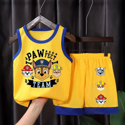 PAW Patrol Boys Basketball Clothes Sets Summer Kids Casual Vest and Shorts Two Piece Suit Breathable Comfy Mesh Child Outfits