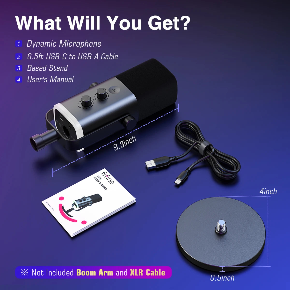 FIFINE AM8 USB/XLR-streamingmikrofon – dynamisk, RGB och hörlursutgång