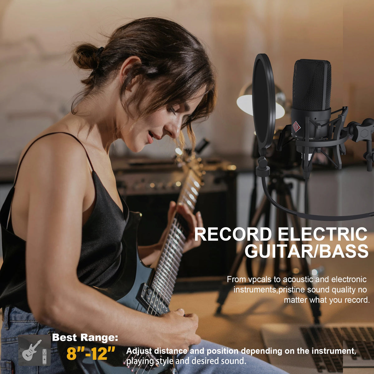 AMX 103 XLR Condenser Microphone 48V Phantom Power Mic for Audio Interface Mixer Studio Recording Podcast Streaming Voice Over