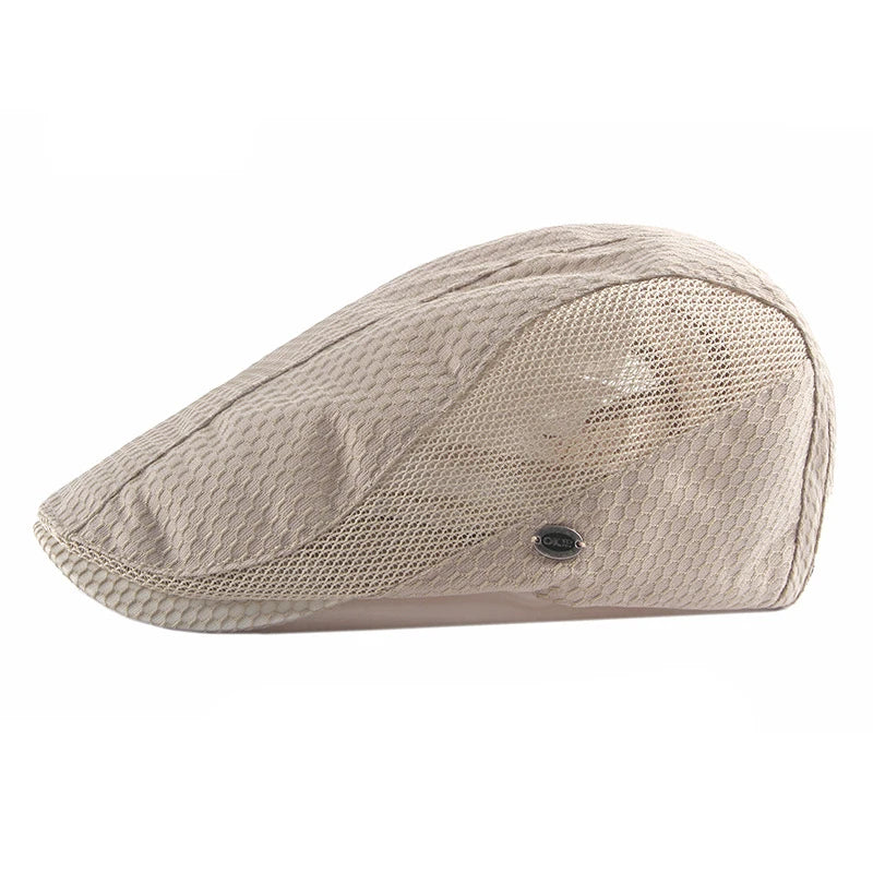 Summer Beret Hats for Man Forward Cap Women Hollow Mesh Breathable Flat Peaked Caps Fashionable Outdoor Cap Adjustable