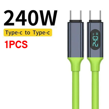 USB-C-laddkabel med digital effektmätare – 100 W/240 W, 1,5 m