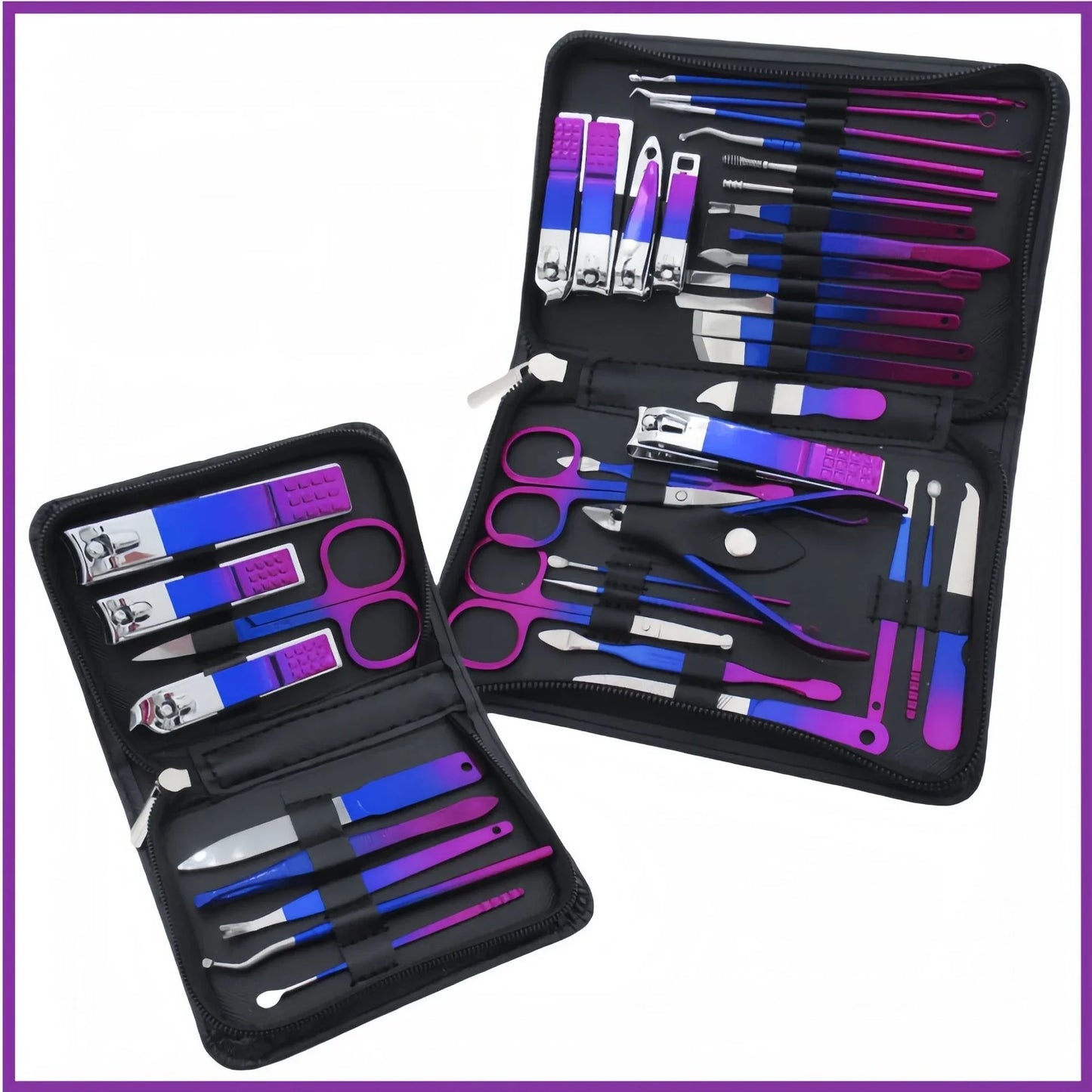 Professional 6-18pcs Set Stainless Steel Manicure & Pedicure Kit Precision Nail Care with Travel Case with Nail Clipper Scissor