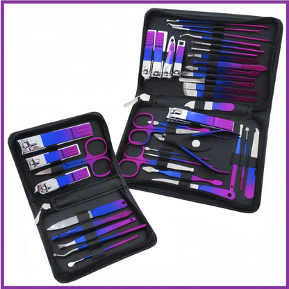 Professional 6-18pcs Set Stainless Steel Manicure & Pedicure Kit Precision Nail Care with Travel Case with Nail Clipper Scissor