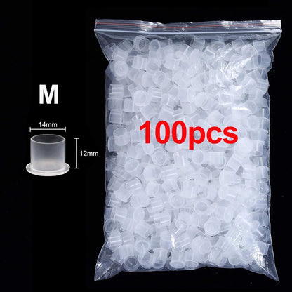 1000/500/100pcs Plastic Tattoo Ink Cups Caps with Base Clear Self Standing Ink Caps Tattoo Pigment Cups for Tattoo Ink Supply